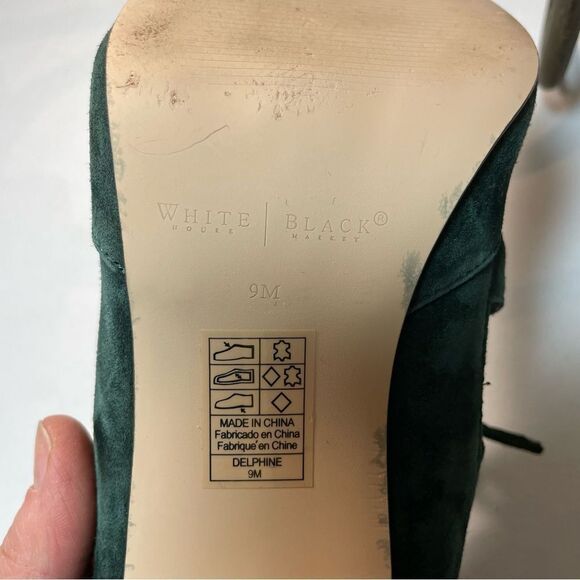 White House black market Money Green Suede Lace Up Heels 9 - Picture 2 of 10